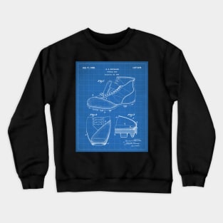 Football Shoe Patent - American Football Boot Coach Fan Football Lover Art - Blueprint Crewneck Sweatshirt